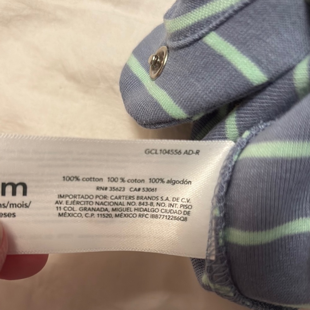 Carter's Blue Dinosaur and Striped Baby One Piece Set - Picture 10 of 11
